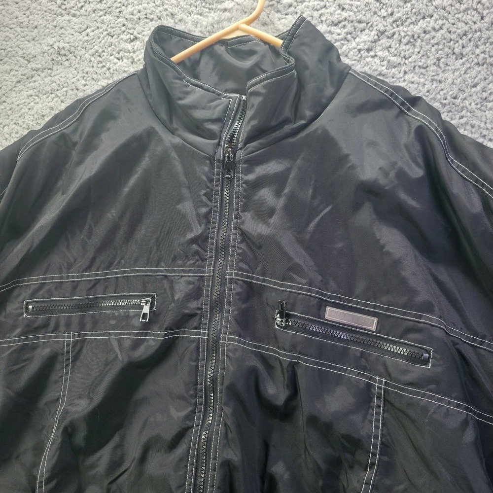 UNIF Black Contrast Stitch Bomber Style Jacket Full Zip Drawstring Hem Womens M